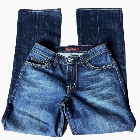 DAVID kahn women's dark wash straight leg jeans 25 distressed - Picture 1 of 8